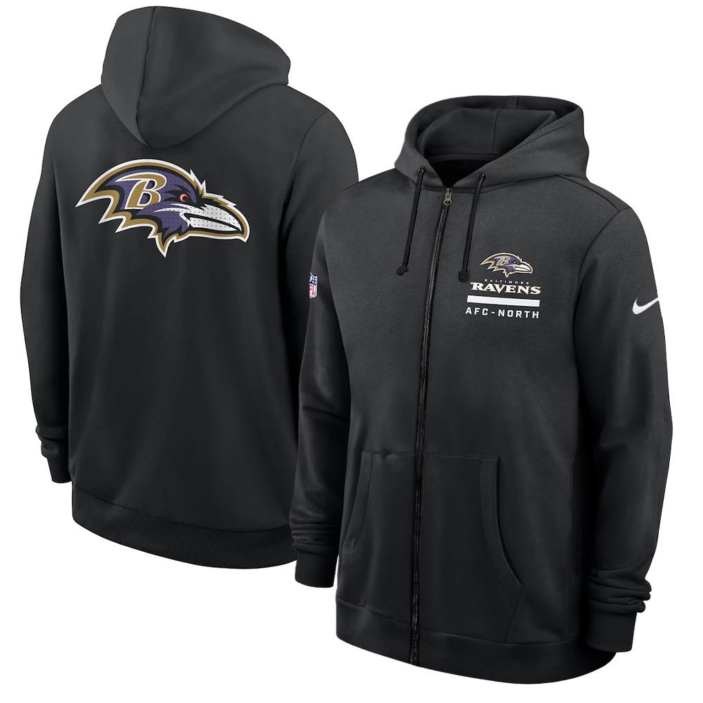 Men 2026 NFL Baltimore Ravens zip-up hoodie black 01